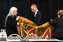 U.S. Attorney Eric Holder, Jr., receiving the honor blanket from Abby Abinanti, Superior Court Commissioner in California and Chief Judge at Yurok, (shown in photo to the left), and LaVonne Peck, Tribal Chair for the La Jolla Band of Luiseno Indians.