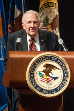 Edwin Meese III, 75th Attorney General of the United States, speaks at the 2019 National Crime Victims' Service Awards Ceremony.