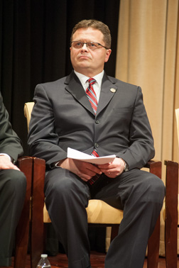 Principal Deputy Assistant Attorney General for the Office of Justice Programs Matt M. Dummermuth onstage at the 2019 National Crime Victims' Service Awards Ceremony.