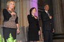 (Photo from right) U.S. Attorney General Eric H. Holder, Jr., listens to the National Anthem with Acting Assistant Attorney General Mary Lou Leary, Office of Justice Programs, and OVC Acting Director, Joye E. Frost.