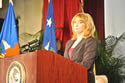 Joye E. Frost, Acting Director, Office for Victims of Crime, welcomes attendees to the 2009 NCVRW Candlelight Observance.