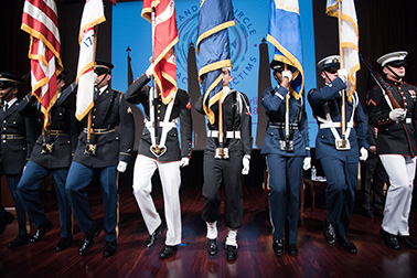 The presentation of the colors by the Joint Armed Forces Color Guard at the 2018 National Crime Victims' Service Awards Ceremony.