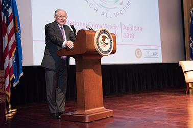 U.S. Attorney General Jeff Sessions speaks at the 2018 National Crime Victims' Service Awards Ceremony.