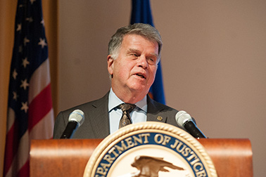 David S. Ferriero, Archivist of the United States, National Archives and Records Administration, speaks at the 2018 National Crime Victims' Service Awards Ceremony.