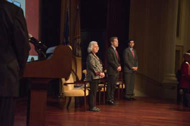 Acting OVC Director Marilyn McCoy Roberts, Acting Assistant General Alan Hanson, and Acting Associate Attorney General Jesse Panuccio onstage at the 2017 National Crime Victims’ Service Awards Ceremony.