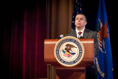 Kevin M. Mulcahy, Executive Assistant United States Attorney, Eastern District of Michigan, speaks at the at the 2017 National Crime Victims’ Service Awards Ceremony.
