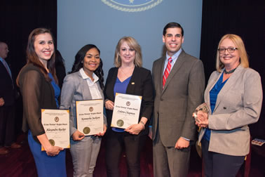 Arizona Attorney General Office of Victim Services Agency Support Team received the Crime Victims’ Rights Award. Pictured from left: Alexandra Rucker, Colette Chapman, Acting Associate Attorney General Jesse Panuccio, and Kirstin Flores.
