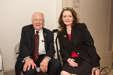 Edwin Meese III, 75th Attorney General of the United States, with OVC Director Darlene Hutchinson after the 2019 National Crime Victims' Service Awards Ceremony.