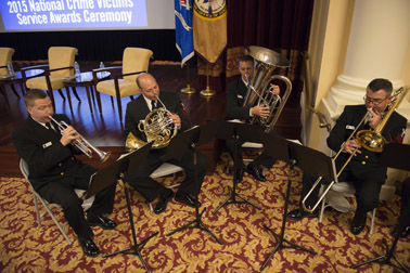 Photo of the patriotic opening, performed by the U.S. Navy Band Brass Quintet at the National Crime Victims’ Service Awards Ceremony.