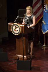 Photo of the welcoming remarks by OVC Director Joye E. Frost at the National Crime Victims’ Service Awards Ceremony.