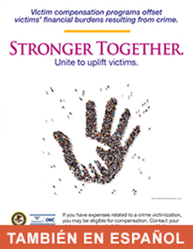 NCVRW 2021 Victim Compensation Poster (título en español: Compensación para las víctimas)